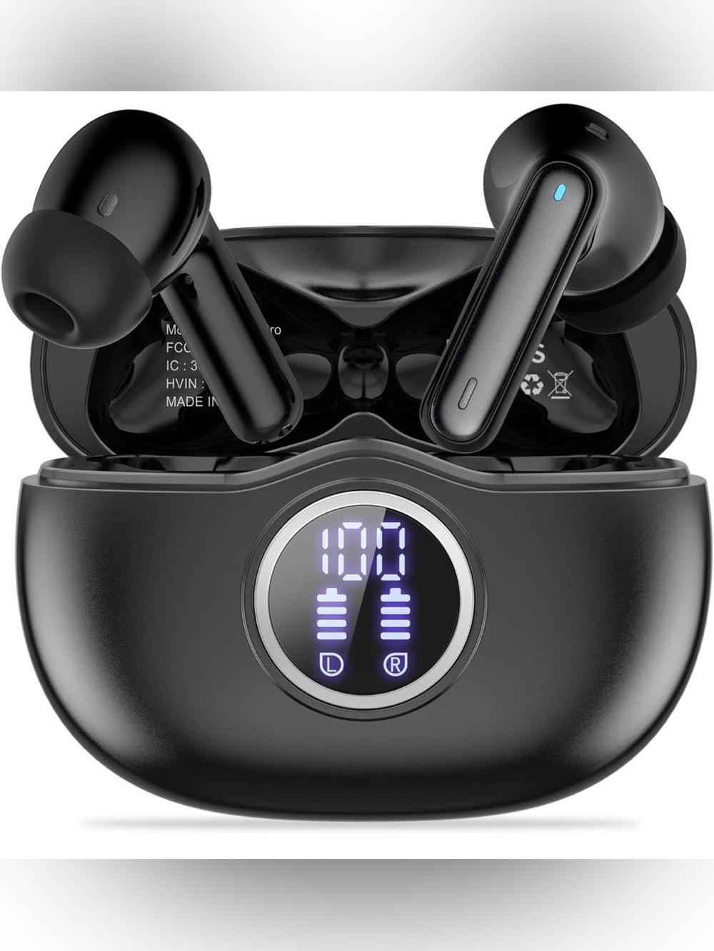 HiFi Stereo Wireless Earbuds, Bluetooth 5.3 with LED Display